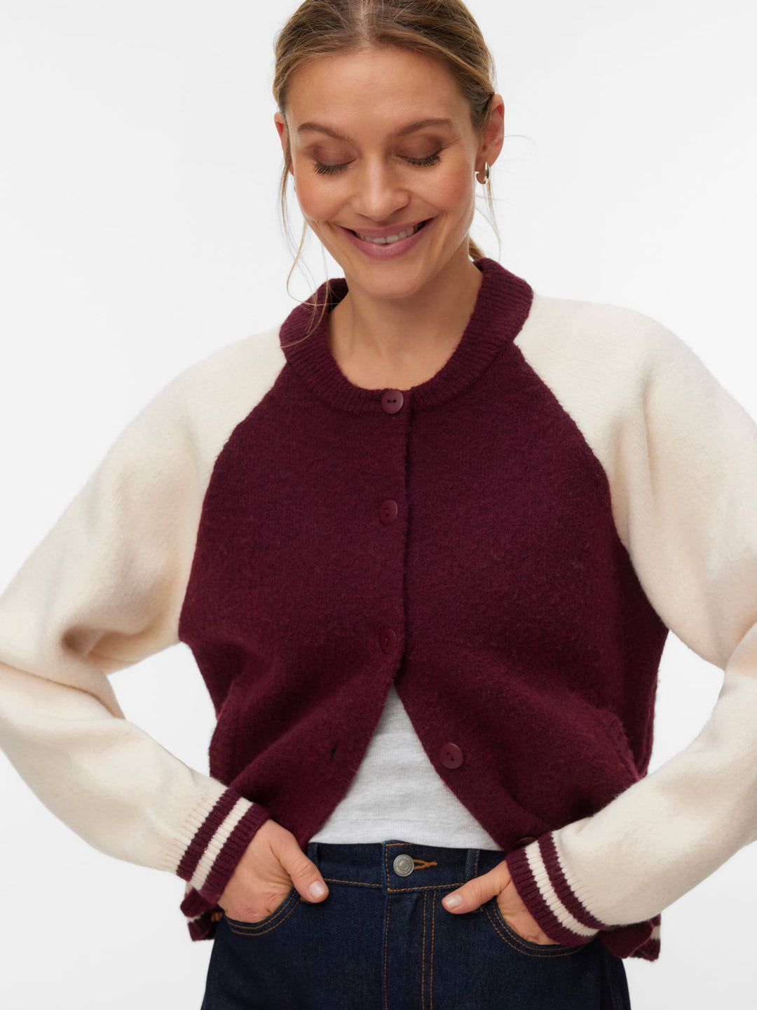 VERO MODA 10347204 Frannie vest gebreid bordeaux
