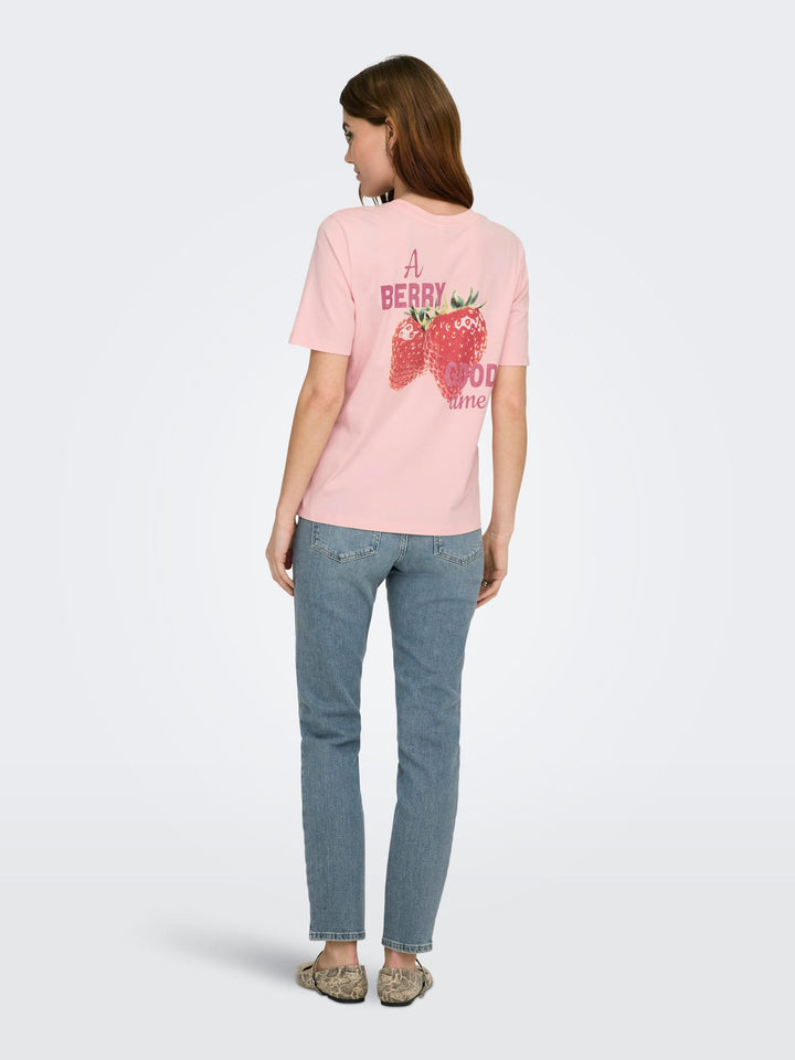 Only ONLLUCY MONJA S/S TOP JRS NOOS – dames t-shirt roze