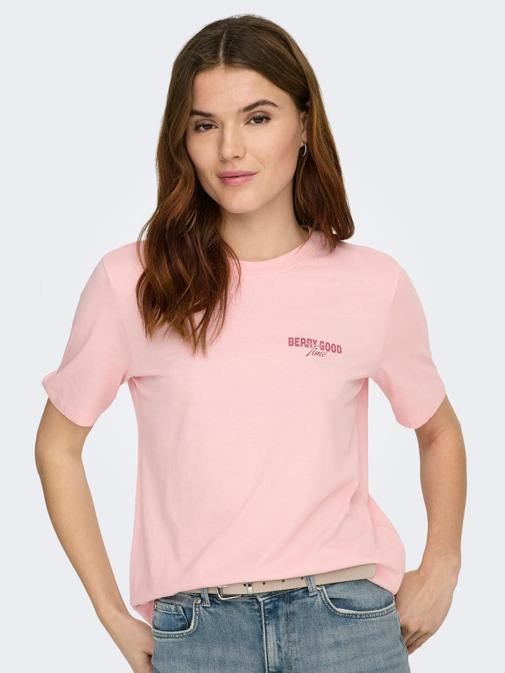 Only ONLLUCY MONJA S/S TOP JRS NOOS – dames t-shirt roze