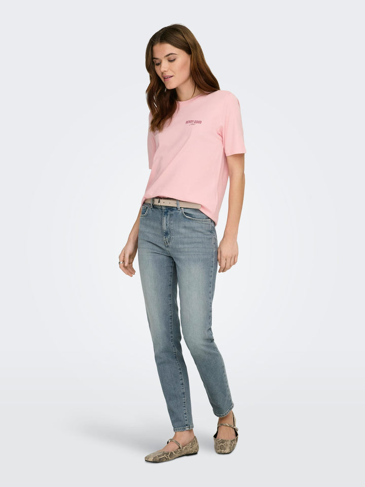 Only ONLLUCY MONJA S/S TOP JRS NOOS – dames t-shirt roze
