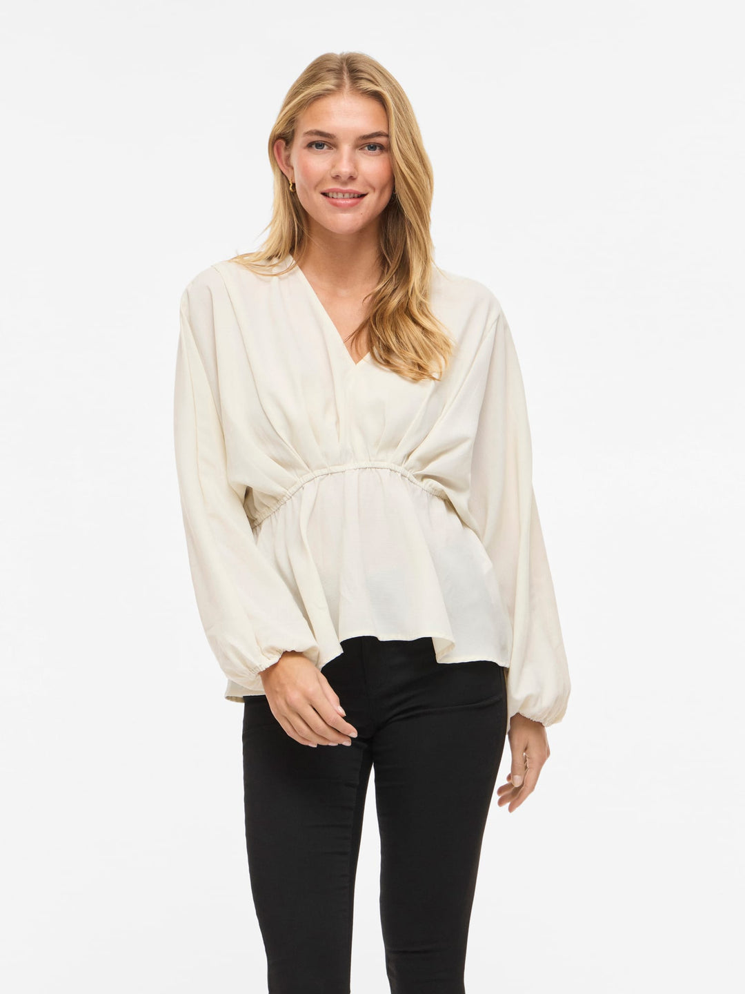 Vila Selia V-Hals Blouse Beige – dames top