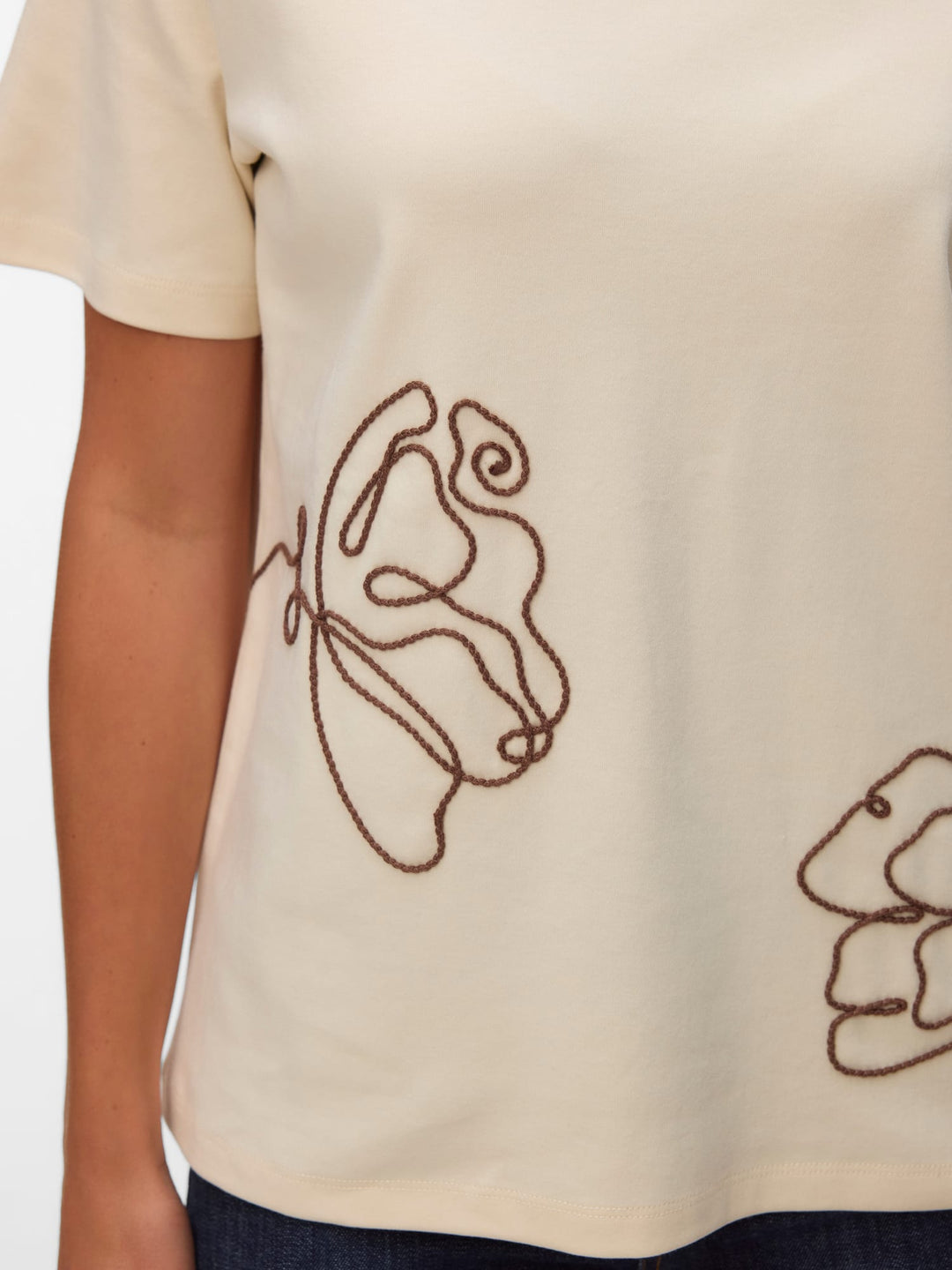 VERO MODA VMIRENE SS O-NECK T-shirt ecru dessin – dames