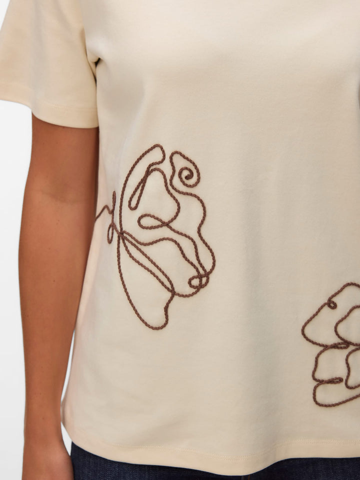 VERO MODA VMIRENE SS O-NECK T-shirt ecru dessin – dames