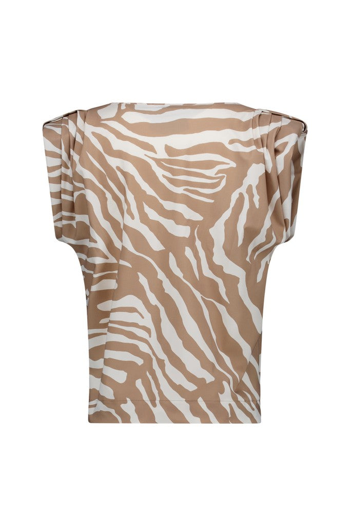 Studio Anneloes Leone zebra vneck top – dames - Bruin Dessin