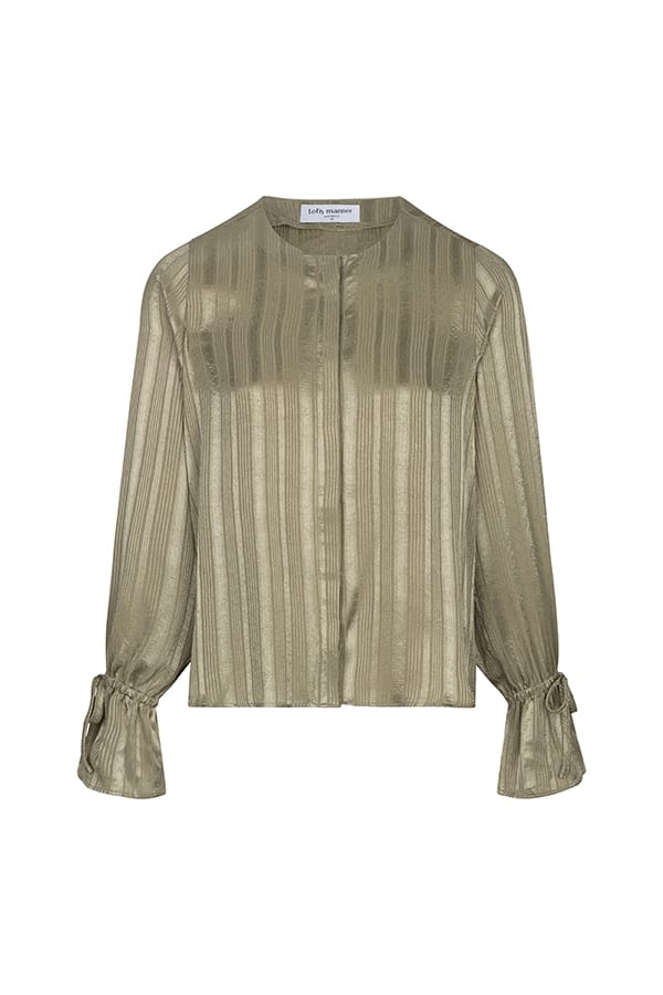 Lofty Manner RH06 Blouse Hella - Satin Re oud groen