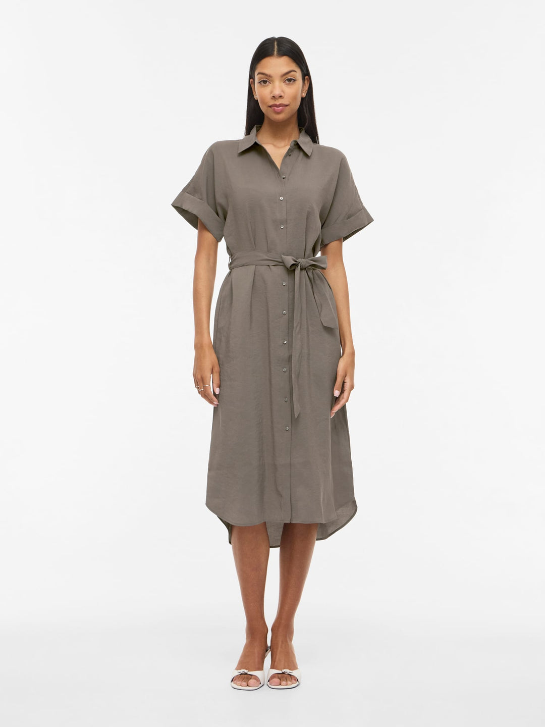 Vila 14111774 Hula blousejurk taupe – dames