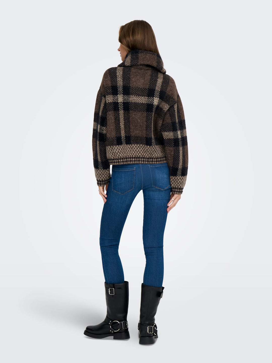 Only 15358211 Maroon vest gebreid dames - Bruin Dessin