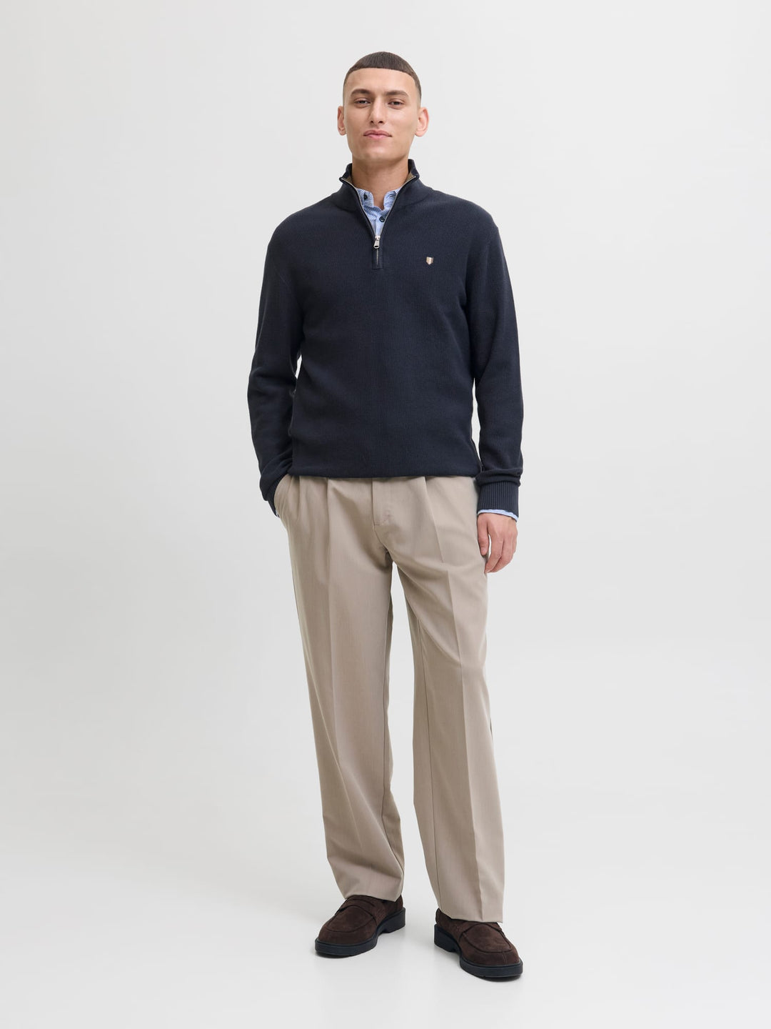 Jack & Jones JPRBLUREX KNIT HALF ZIP LN - trui heren navy