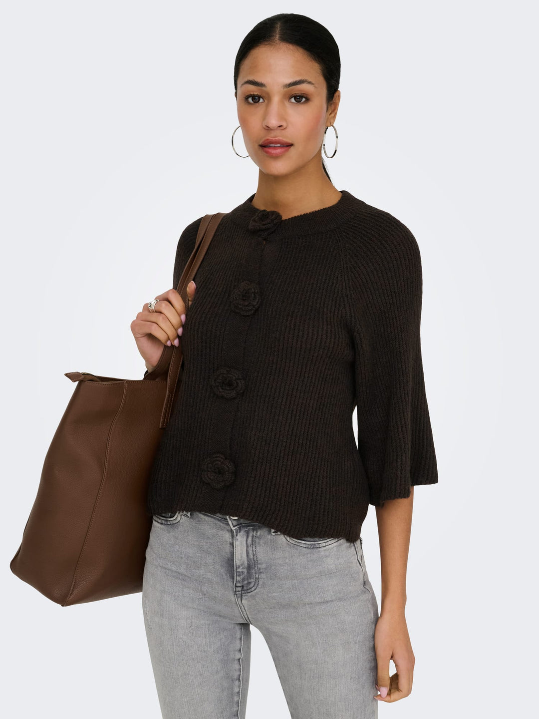 Jacqueline de Yong Hailey vest gebreid bruin – dames