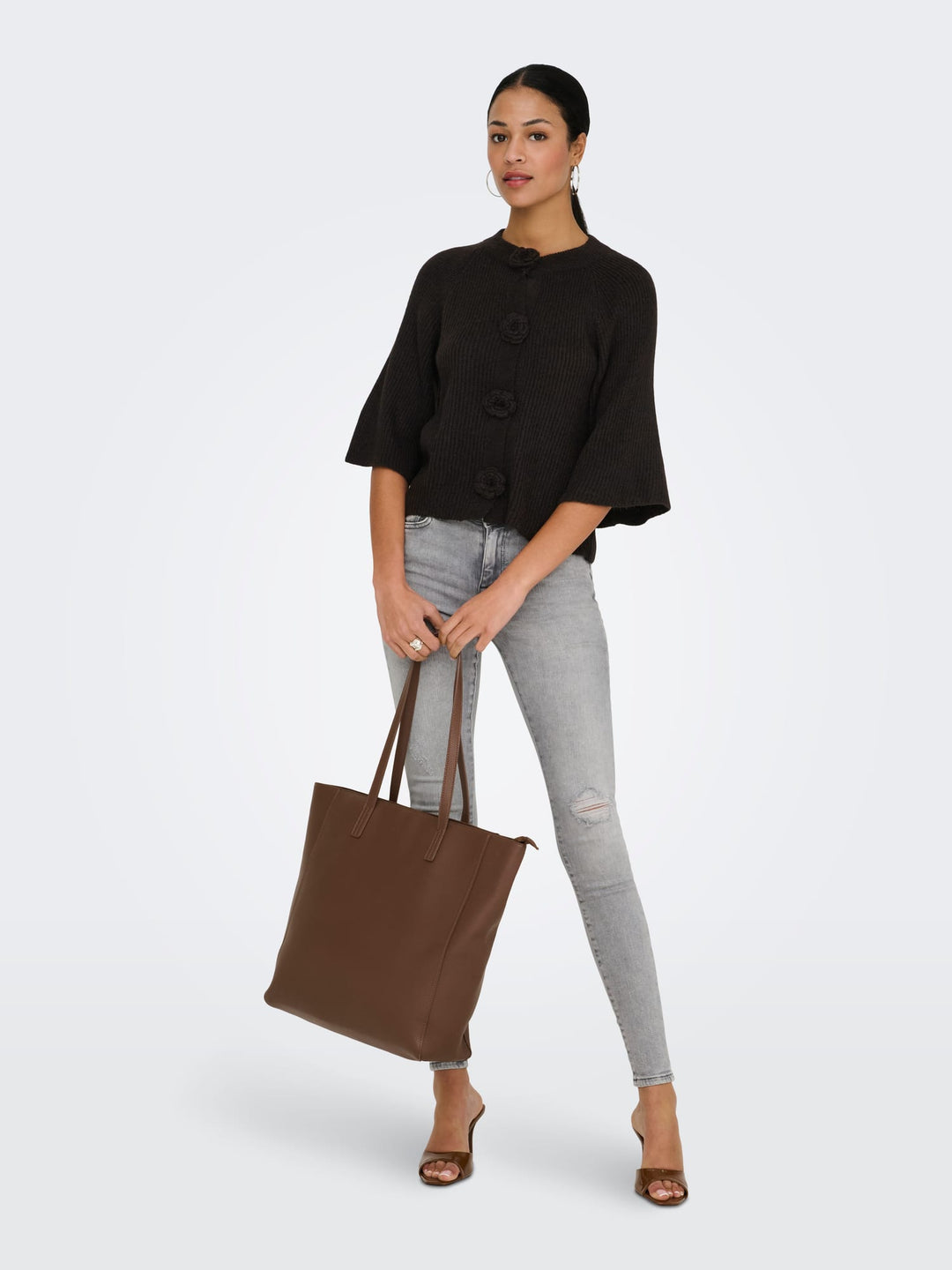 Jacqueline de Yong Hailey vest gebreid bruin – dames