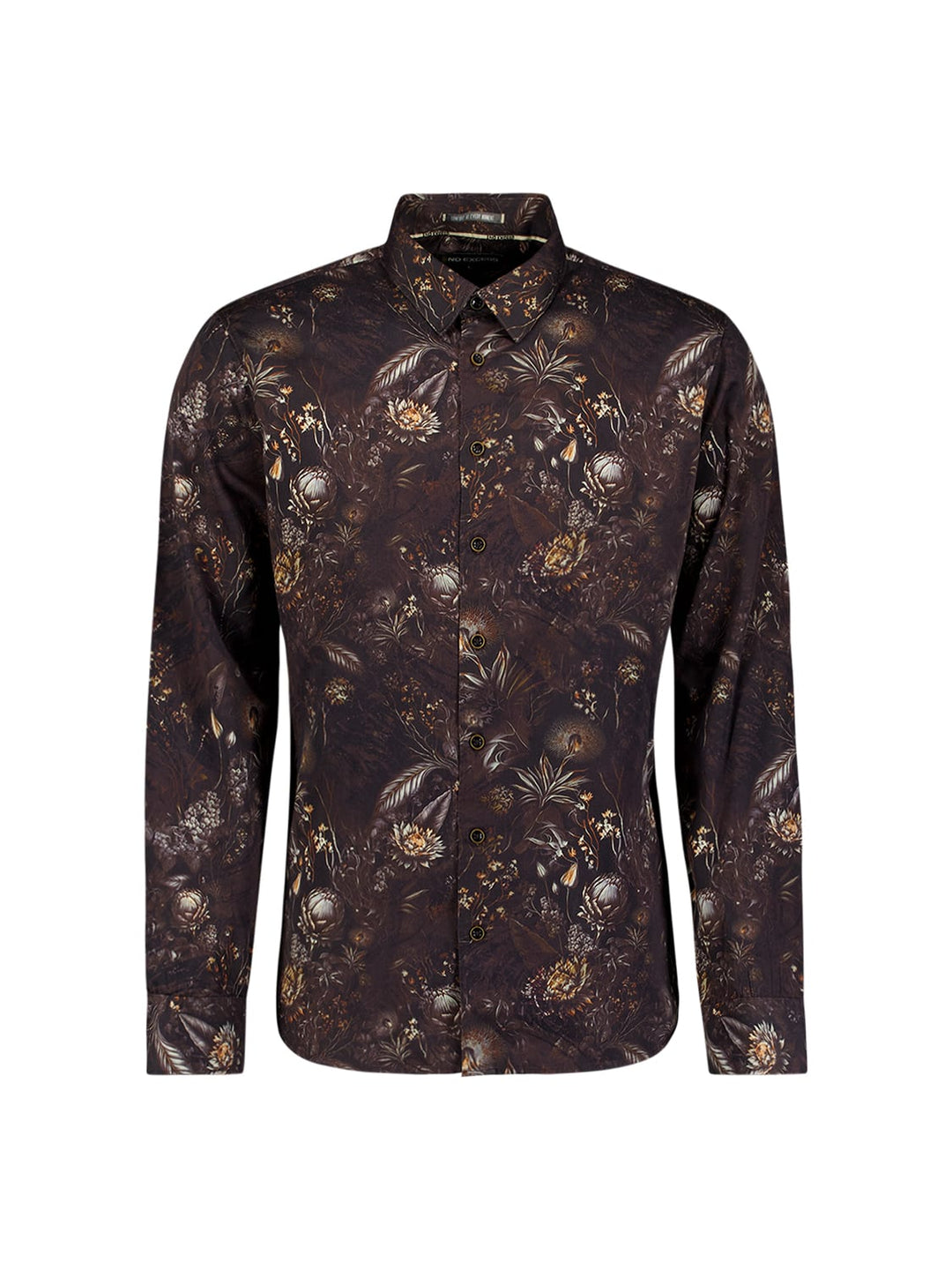 No excess 33430947 overhemd l/m heren zwart dessin