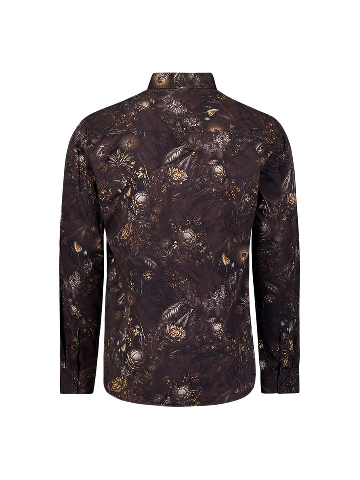 No excess 33430947 overhemd l/m heren zwart dessin