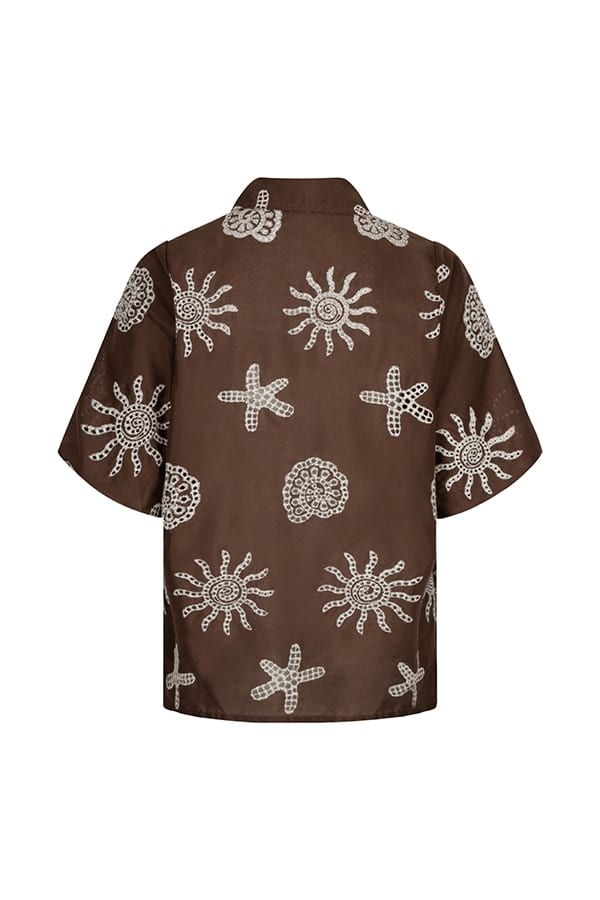 Lofty Manner Blouse Rianne - dames blouse bruin dessin