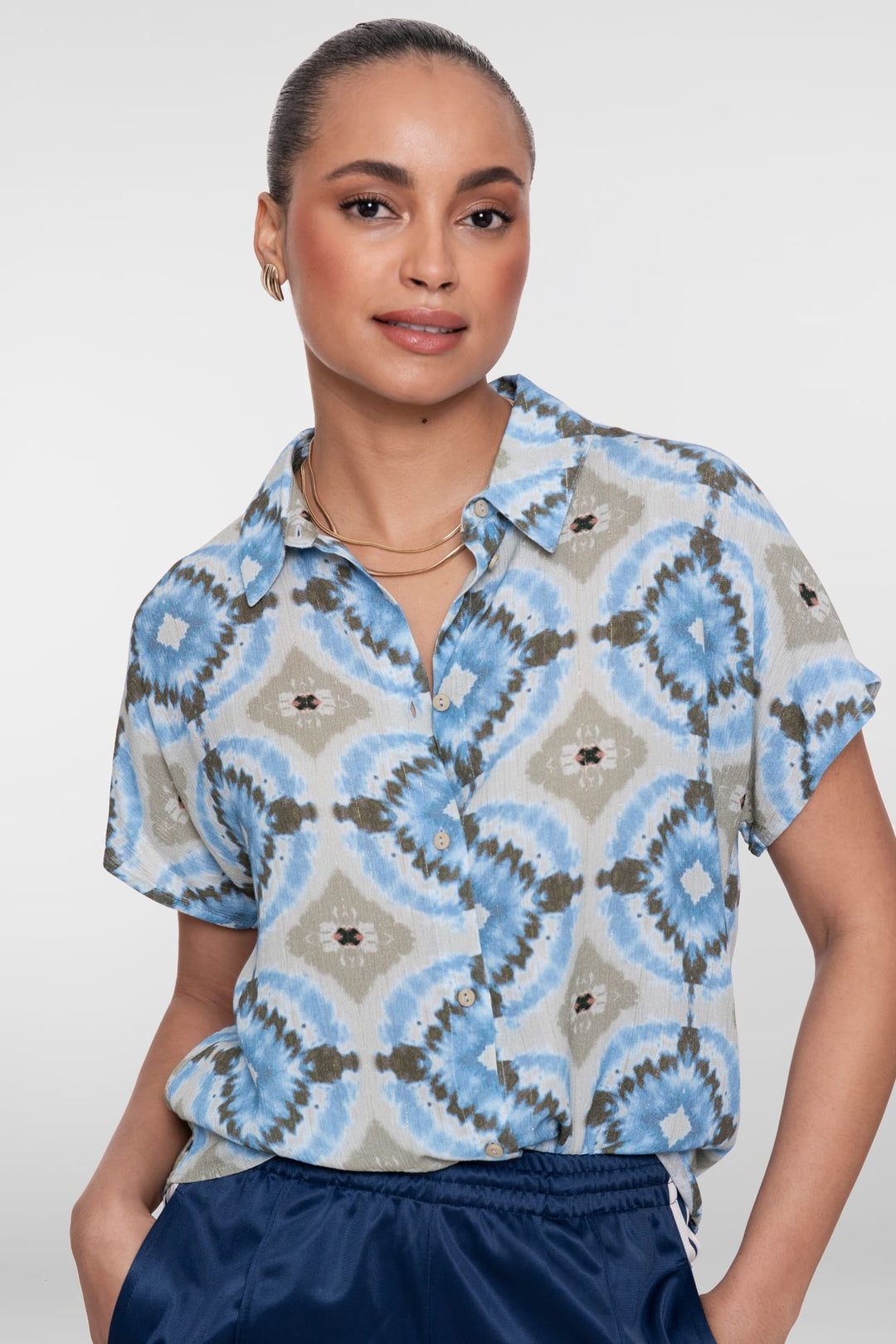Geisha blouse 63277-20 blauw dessin – dames