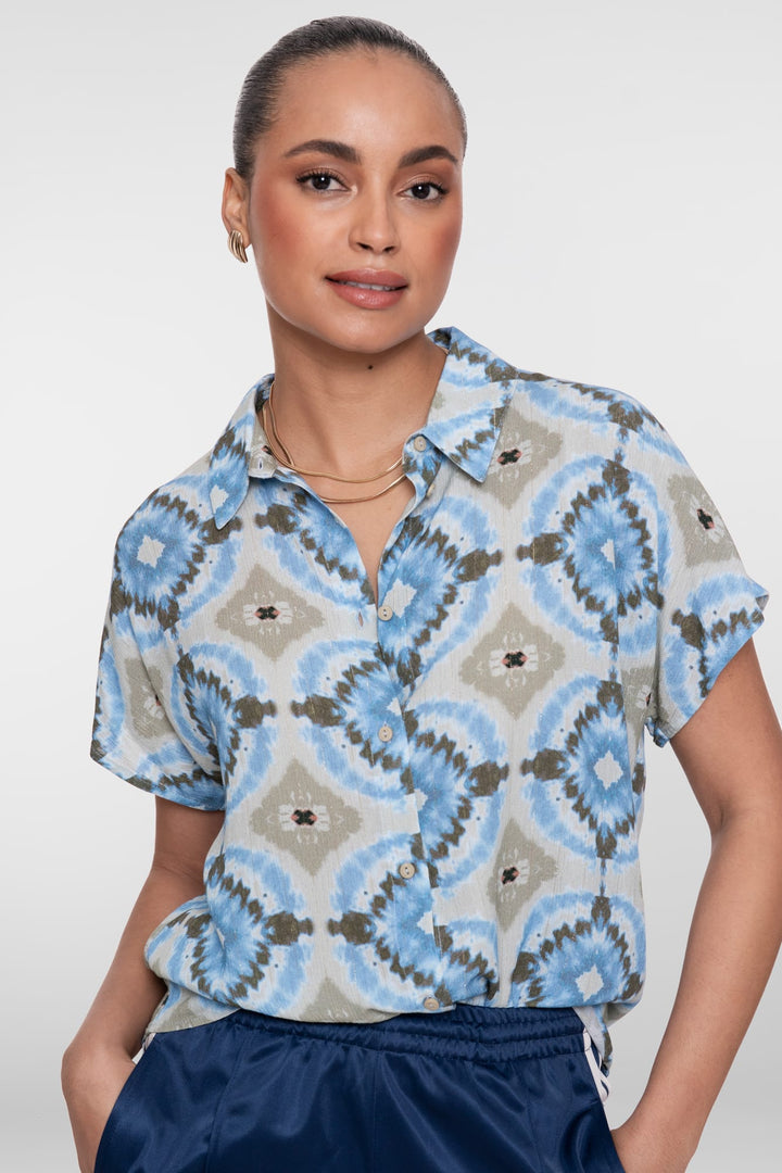 Geisha blouse 63277-20 blauw dessin – dames