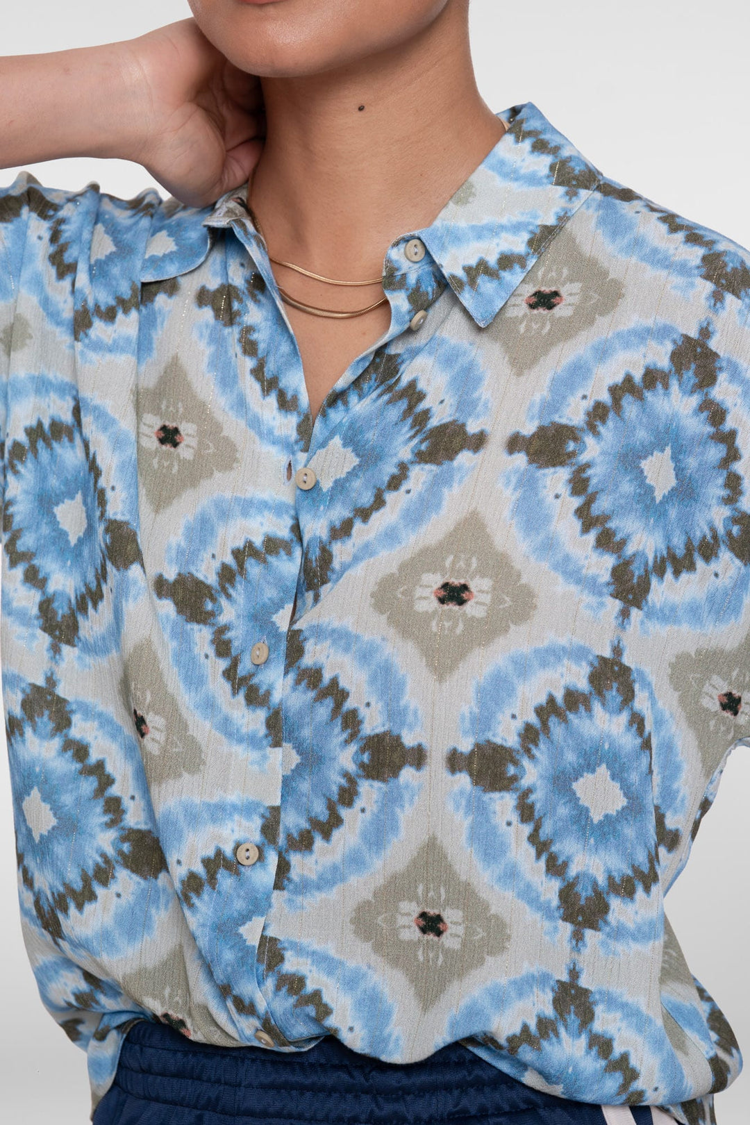 Geisha blouse 63277-20 blauw dessin – dames