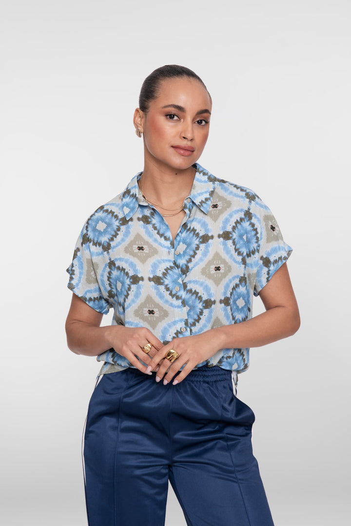 Geisha blouse 63277-20 blauw dessin – dames