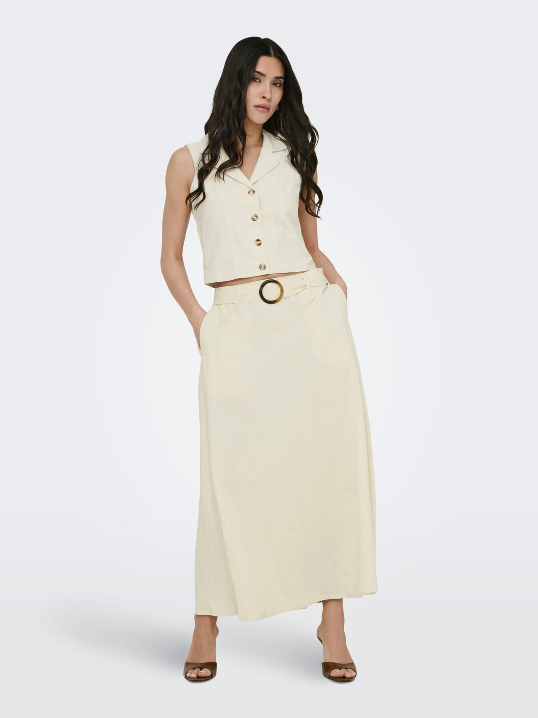 Jacqueline de Yong Milan rok maxi dames – beige