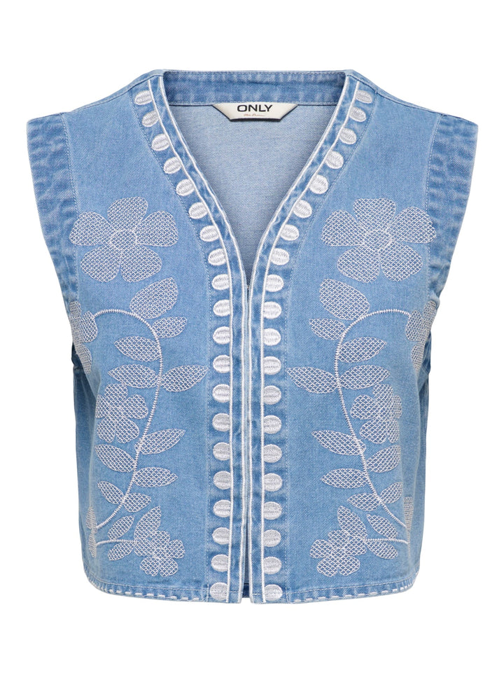 Only 15375517 Noella gilet denim dames blue denim