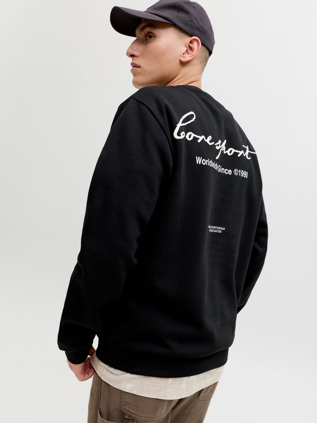 Jack & Jones JCODUST SCRIPT SWEAT CREW NECK - heren sweater - Zwart