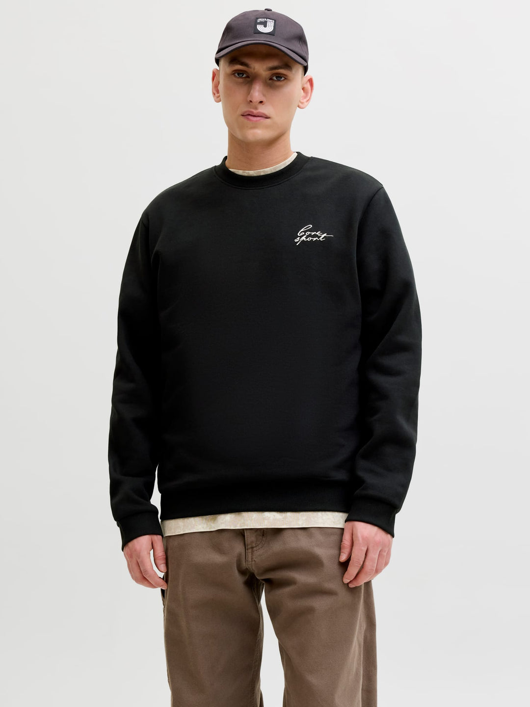 Jack & Jones JCODUST SCRIPT SWEAT CREW NECK - heren sweater - Zwart