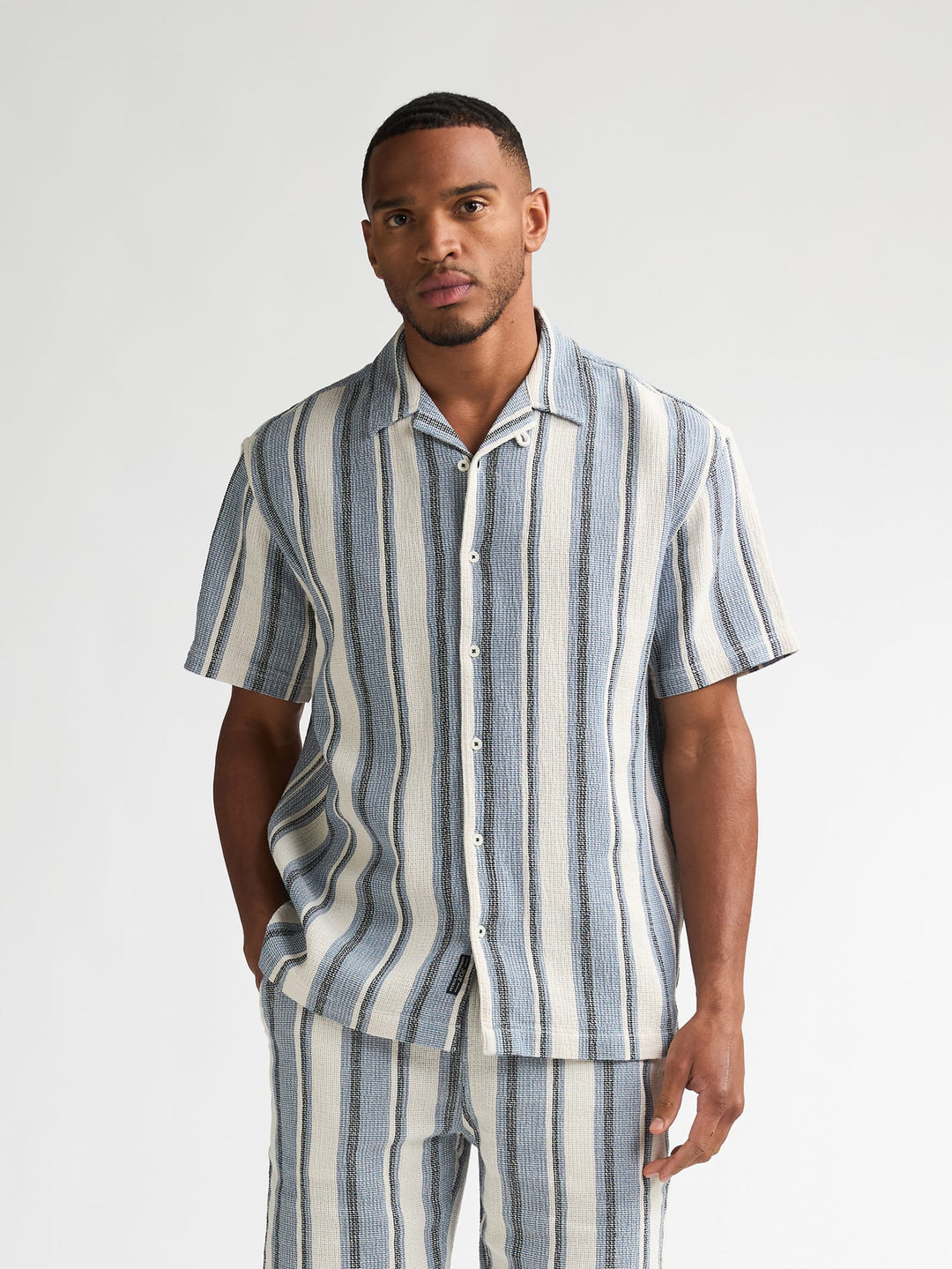 Petrol men M-1060-SIS429 overhemd k/m – heren - Blauw Dessin