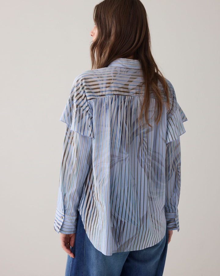 Summum 2S3429-12367 blouse l/m dames blauw dessin