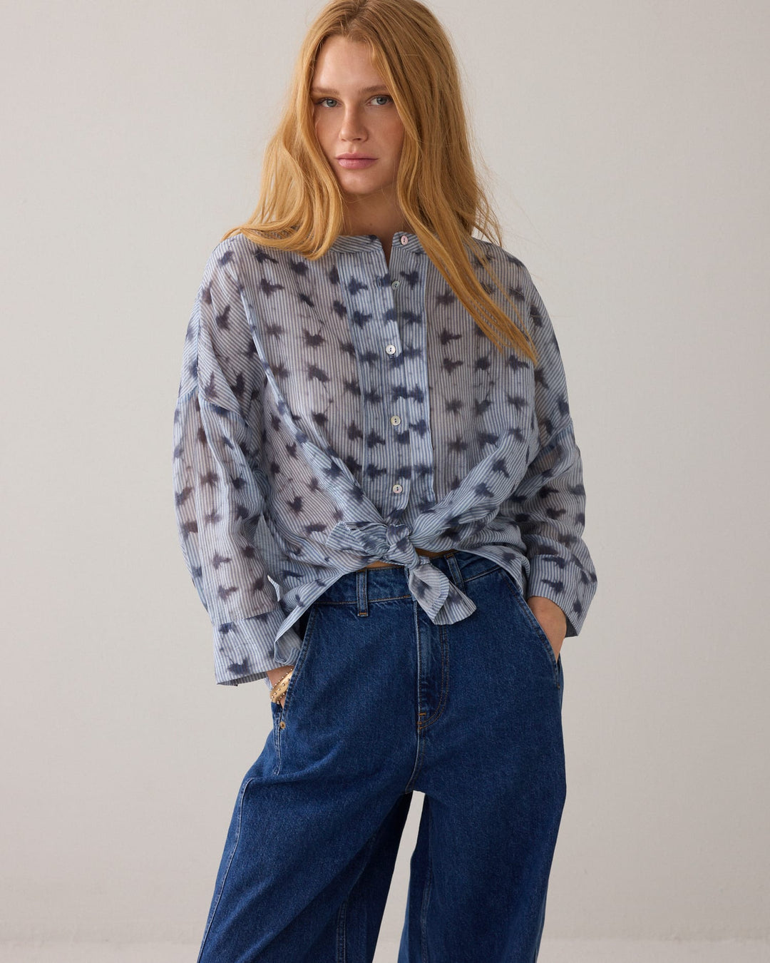 Summum blouse l/m dames blauw dessin – 2S3463-12368