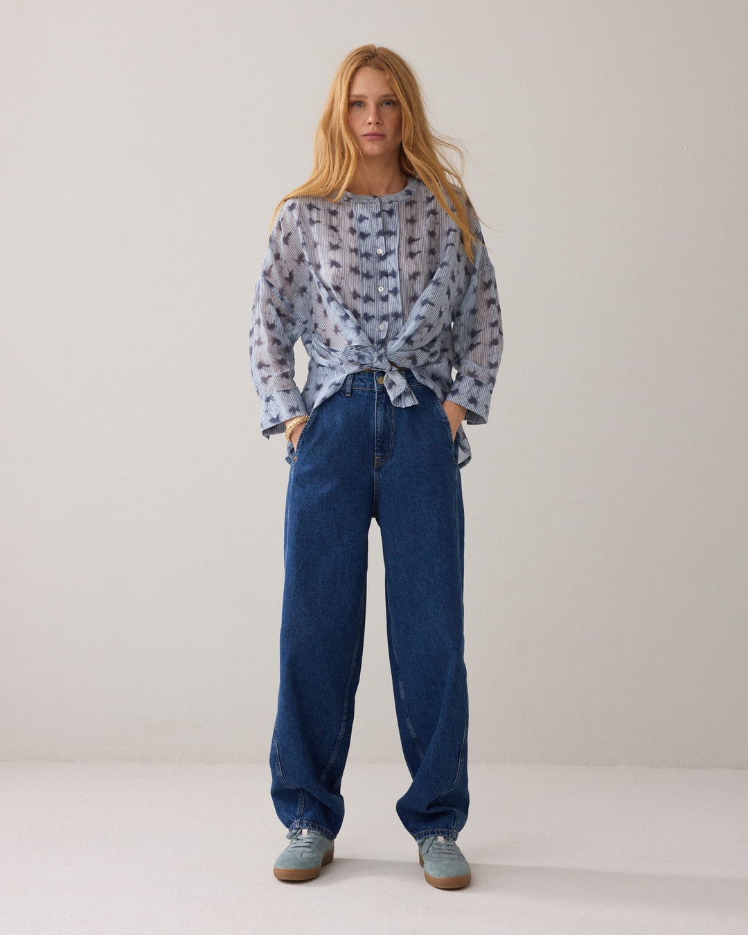 Summum blouse l/m dames blauw dessin – 2S3463-12368