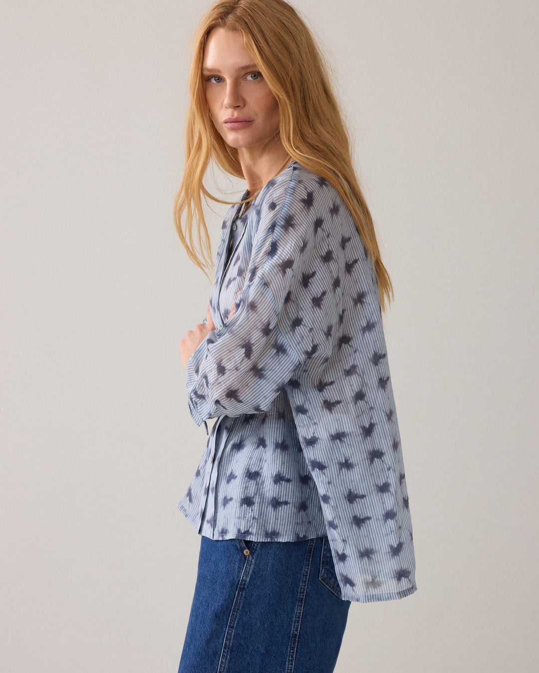 Summum blouse l/m dames blauw dessin – 2S3463-12368