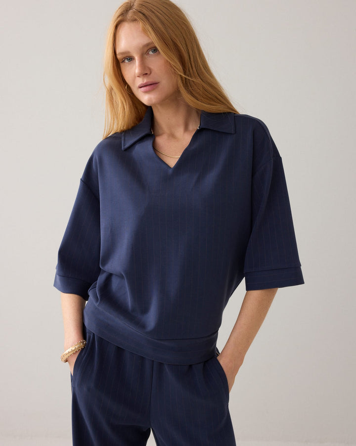 Summum top k/m dames blauw dessin – 3S5253-30716