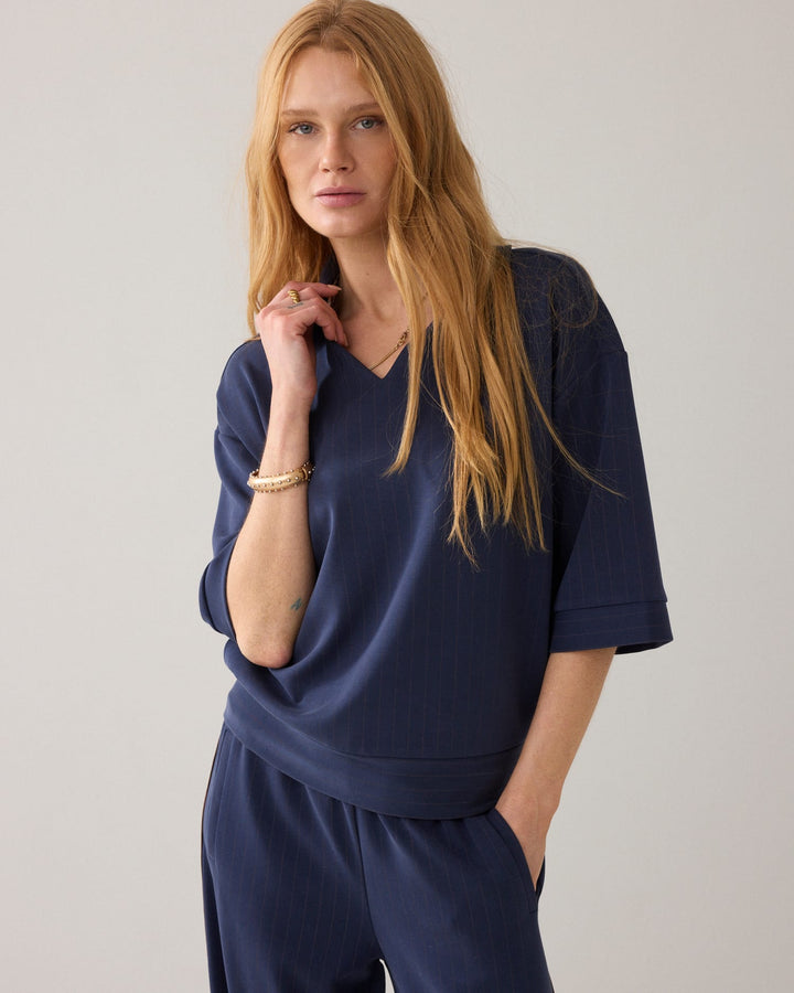 Summum top k/m dames blauw dessin – 3S5253-30716