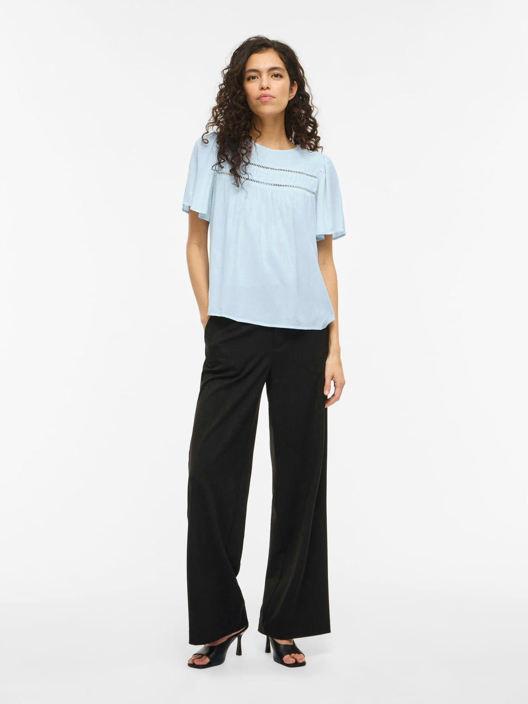 Vila VICODY S/S TAPE TOP lichtblauw – dames blouse