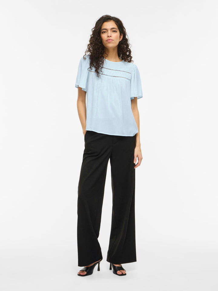 Vila VICODY S/S TAPE TOP lichtblauw – dames blouse