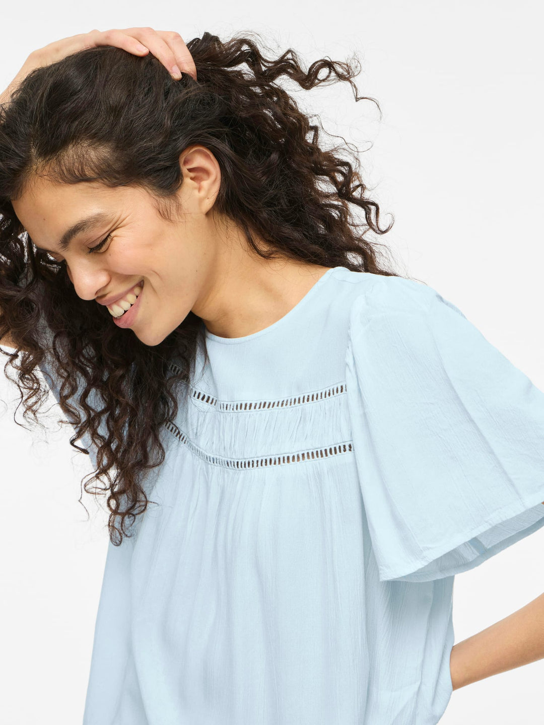 Vila VICODY S/S TAPE TOP lichtblauw – dames blouse