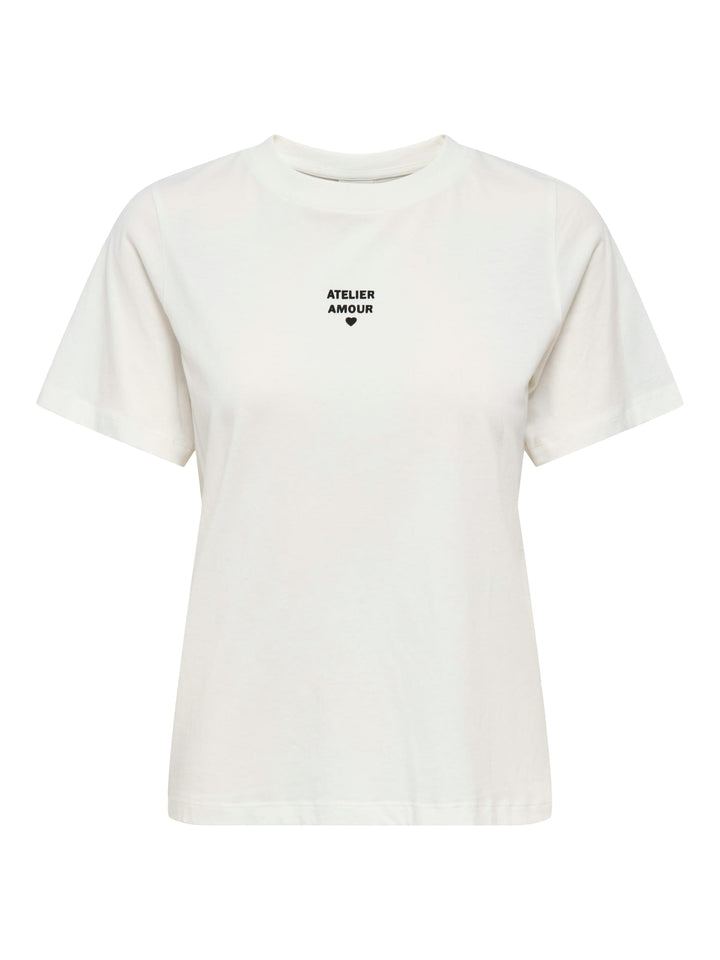 Jacqueline de Yong JDYMAY PISA S/S PRINT TOP – dames t-shirt - Off-white