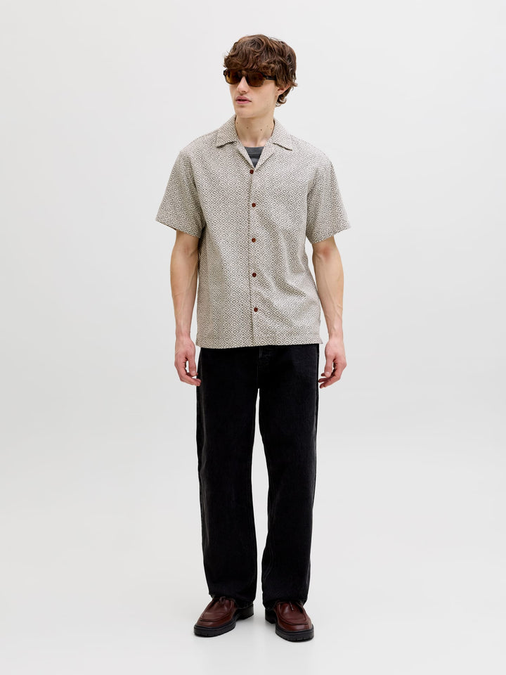 Jack & Jones Bluwinson overhemd k/m heren – zand dessin