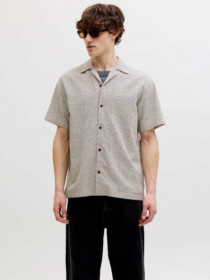 Jack & Jones Bluwinson overhemd k/m heren – zand dessin