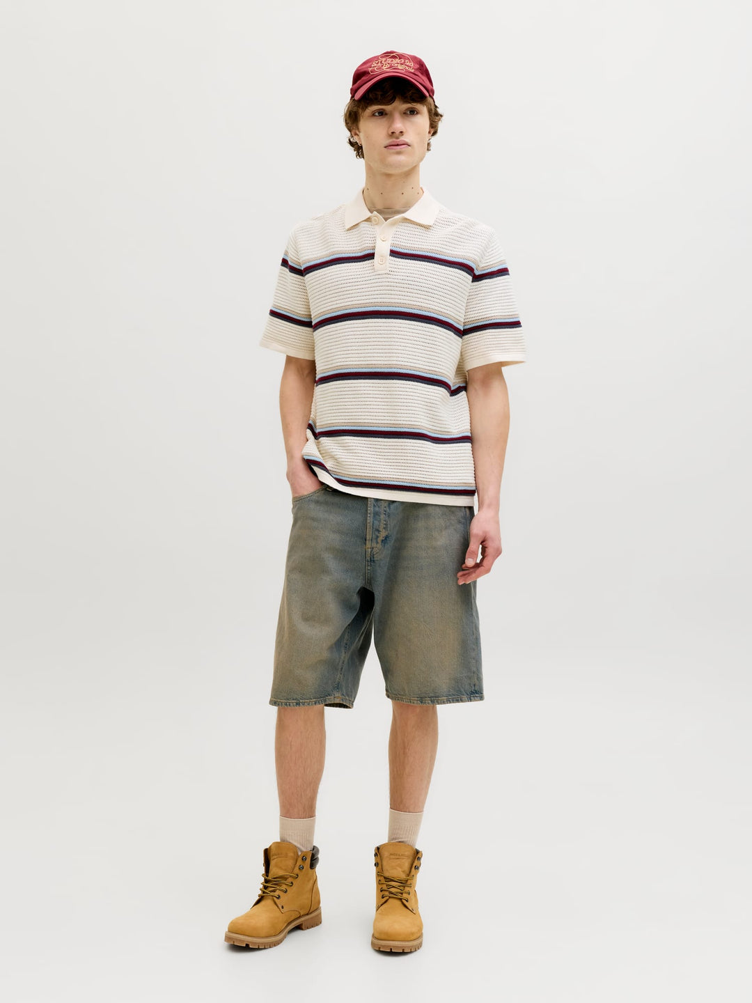 Jack & Jones 12292227 maine polo k/m ecru dessin – heren