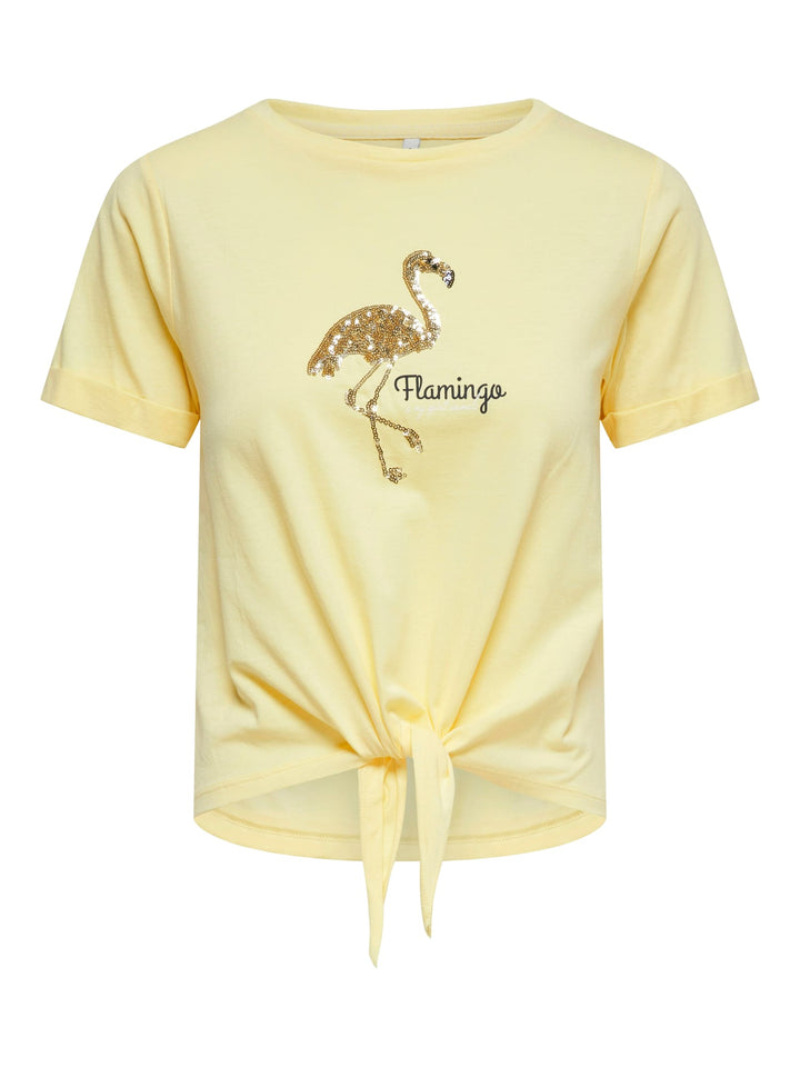 Only ONLDORA S/S Knot T-shirt geel – dames