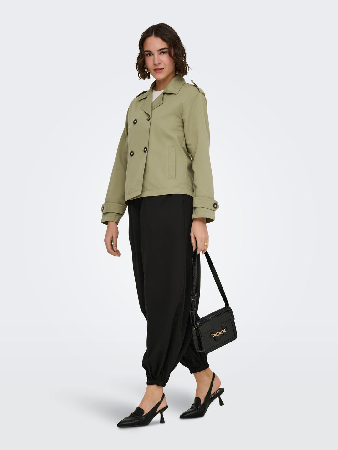 Only ONLHANNAH Short Life Trenchcoat army – dames