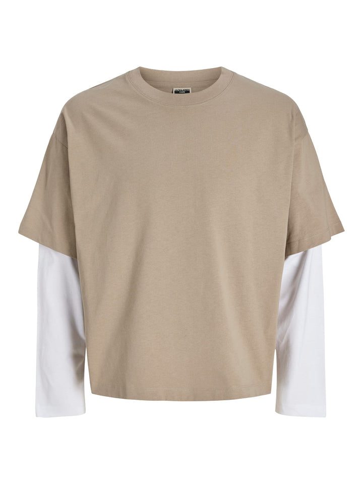 Jack & Jones 12307807 Biarritz T-shirt l/m heren - Zand