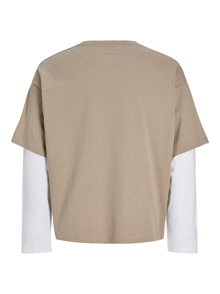 Jack & Jones 12307807 Biarritz T-shirt l/m heren - Zand