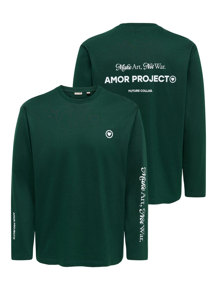 ONLY & SONS 22039981 Fred t-shirt l/m donkergroen – heren