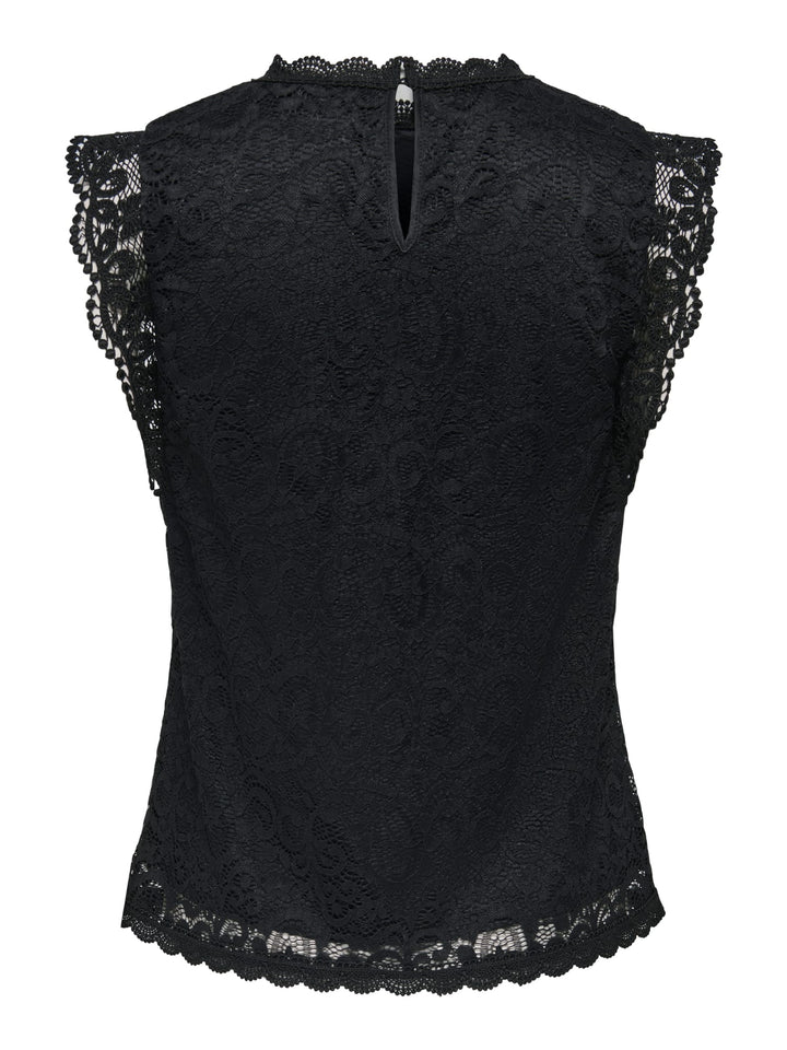 Jacqueline de Yong JDYLOTAS S/L Lace Top zwart dessin – dames