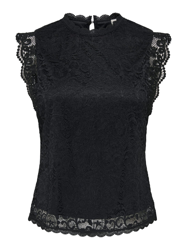 Jacqueline de Yong JDYLOTAS S/L Lace Top zwart dessin – dames