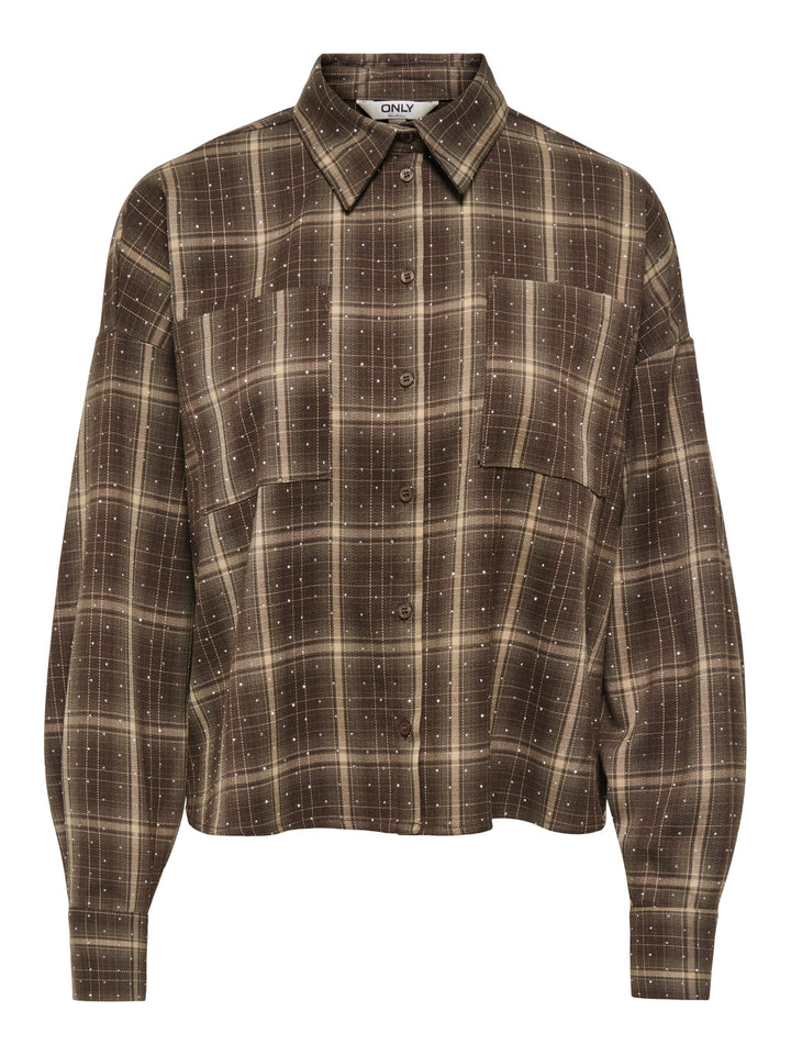Only 15383362 Ilston blouse lange mouwen bruin dessin