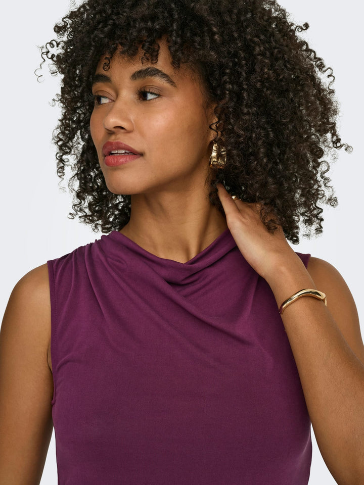Only ONLHANNAH S/L Waterfall Top aubergine – dames singlet