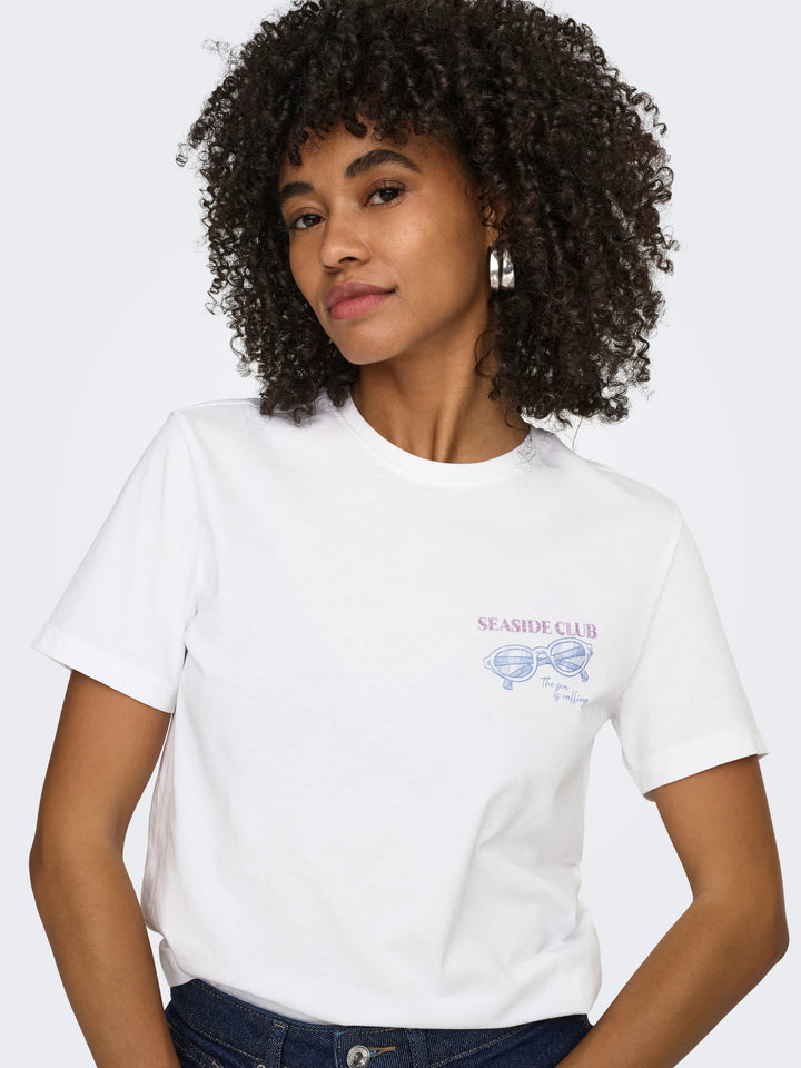 Only 15346663 Dina t-shirt k/m dames off-white