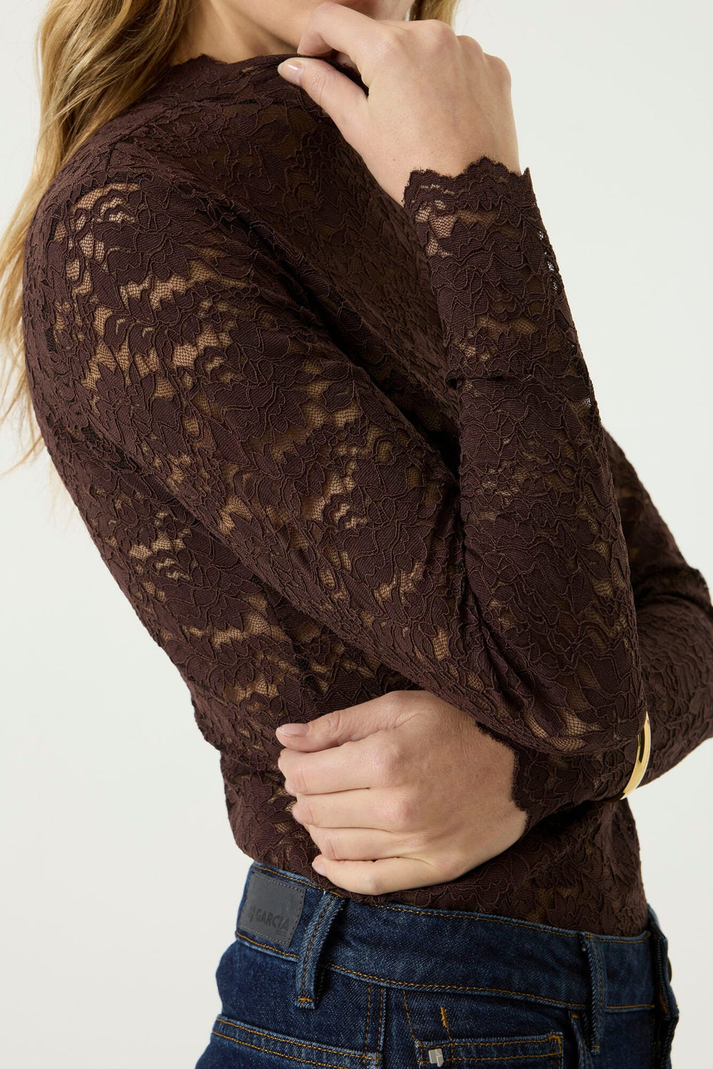 Garcia woman Z0075 top l/m bruin – dames